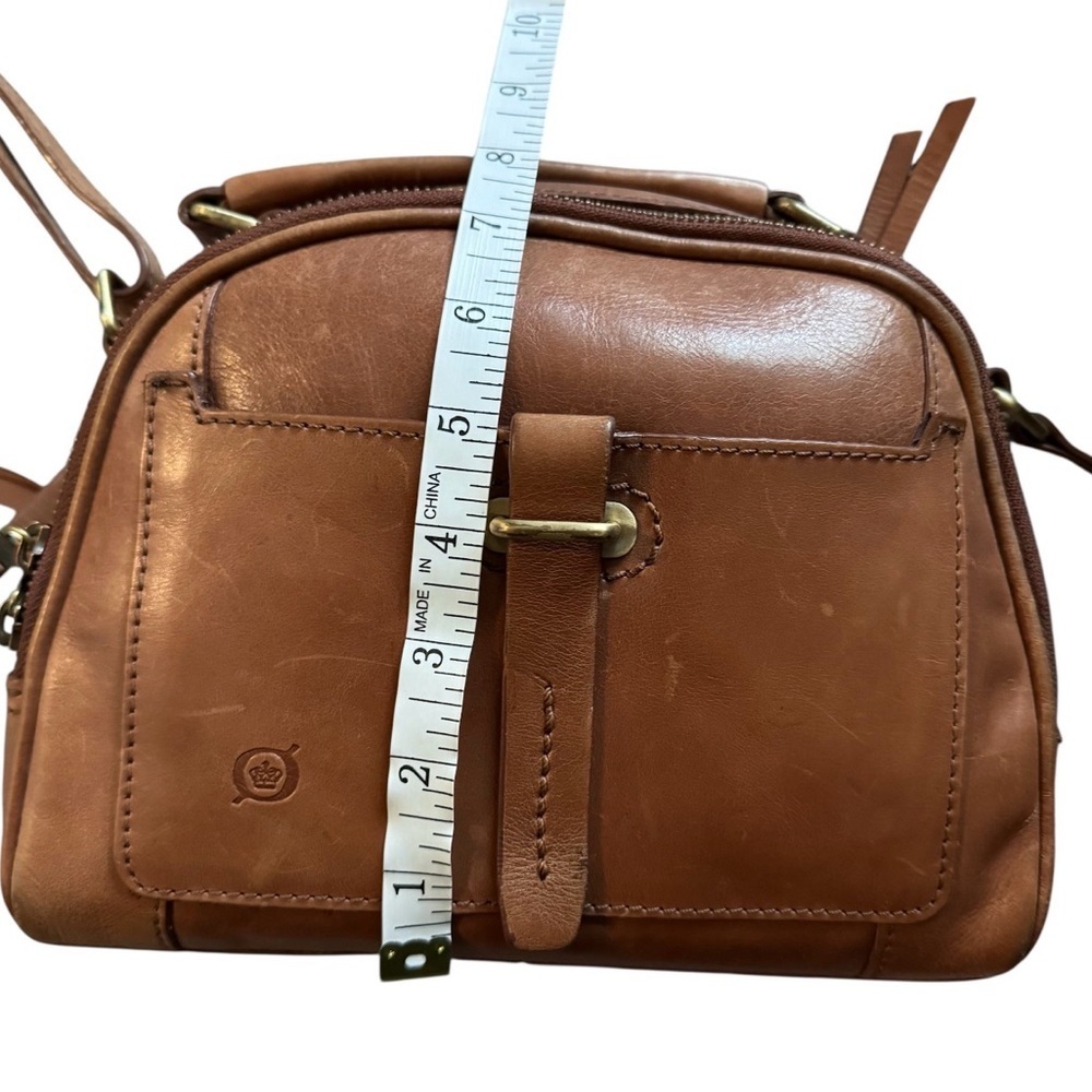 Born Brown Leather Crossbody Satchel | Saddle Cognac Dome Bag - Picture 14 of 15